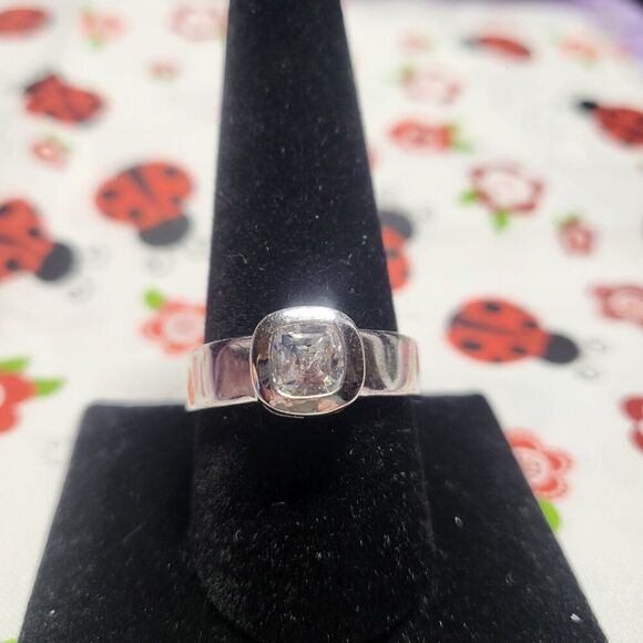Cushion Cut CZ Sterling Silver Ring - Picture 2 of 6